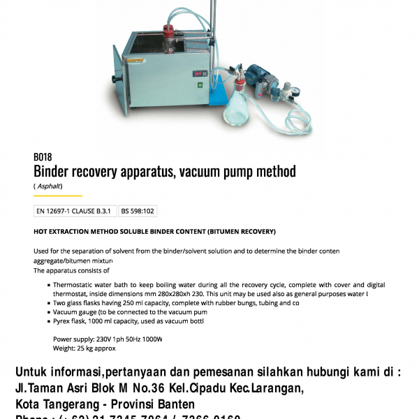 BINDER RECOVERY APPARATUS VACUUM PUMP HOT EXTRACTION METHOD - PT Mora ...